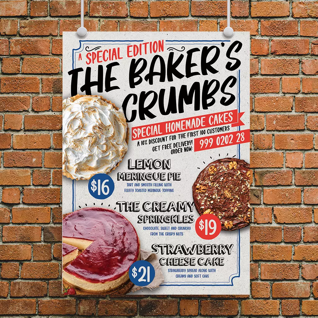 The Bakers Crumbs Dessert Menu Ad