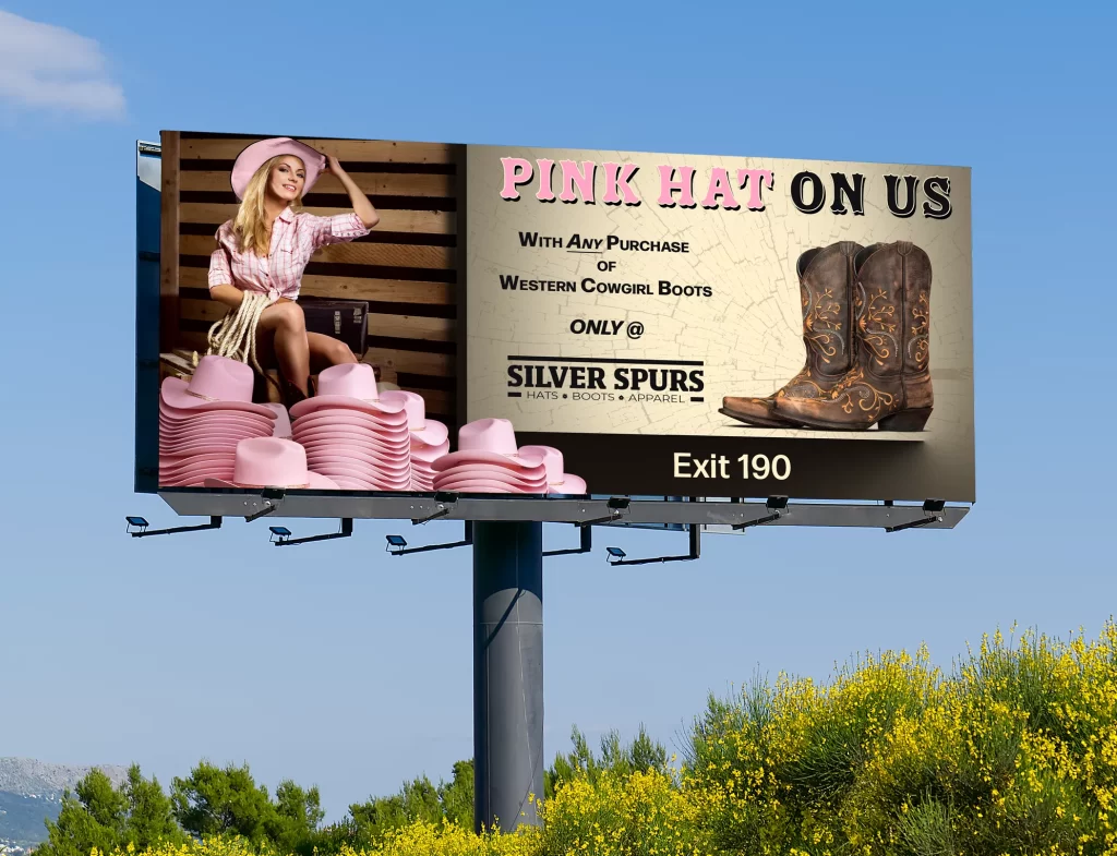 Pink Hat On Us Silver Spurs Billboard