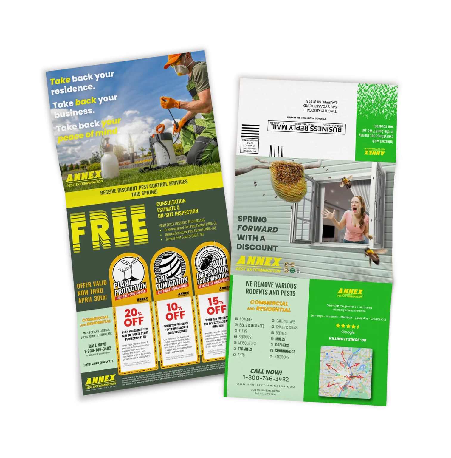 Direct Mail marketing design for pest control company's marketing campaign